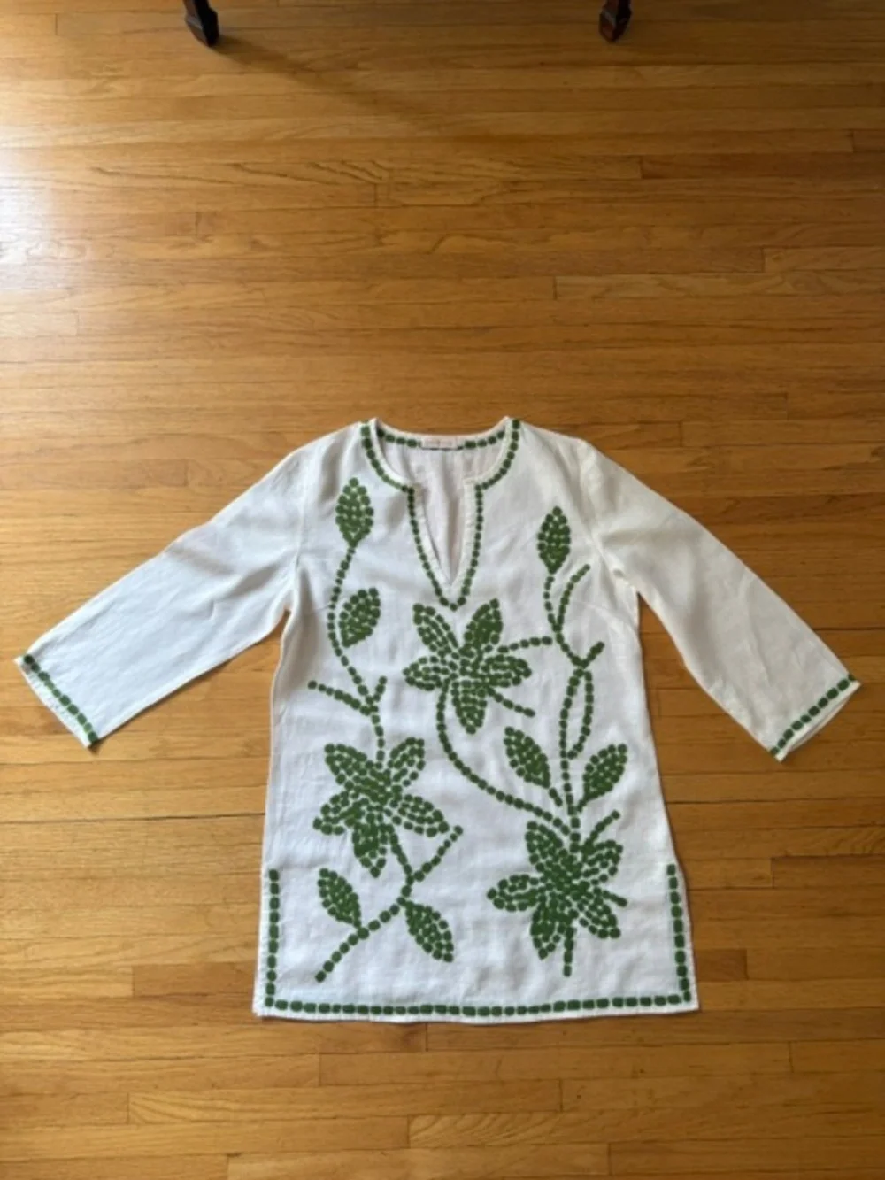 Tory Burch Wisteria Embroidered Linen Tunic Swim Coverup Size Large